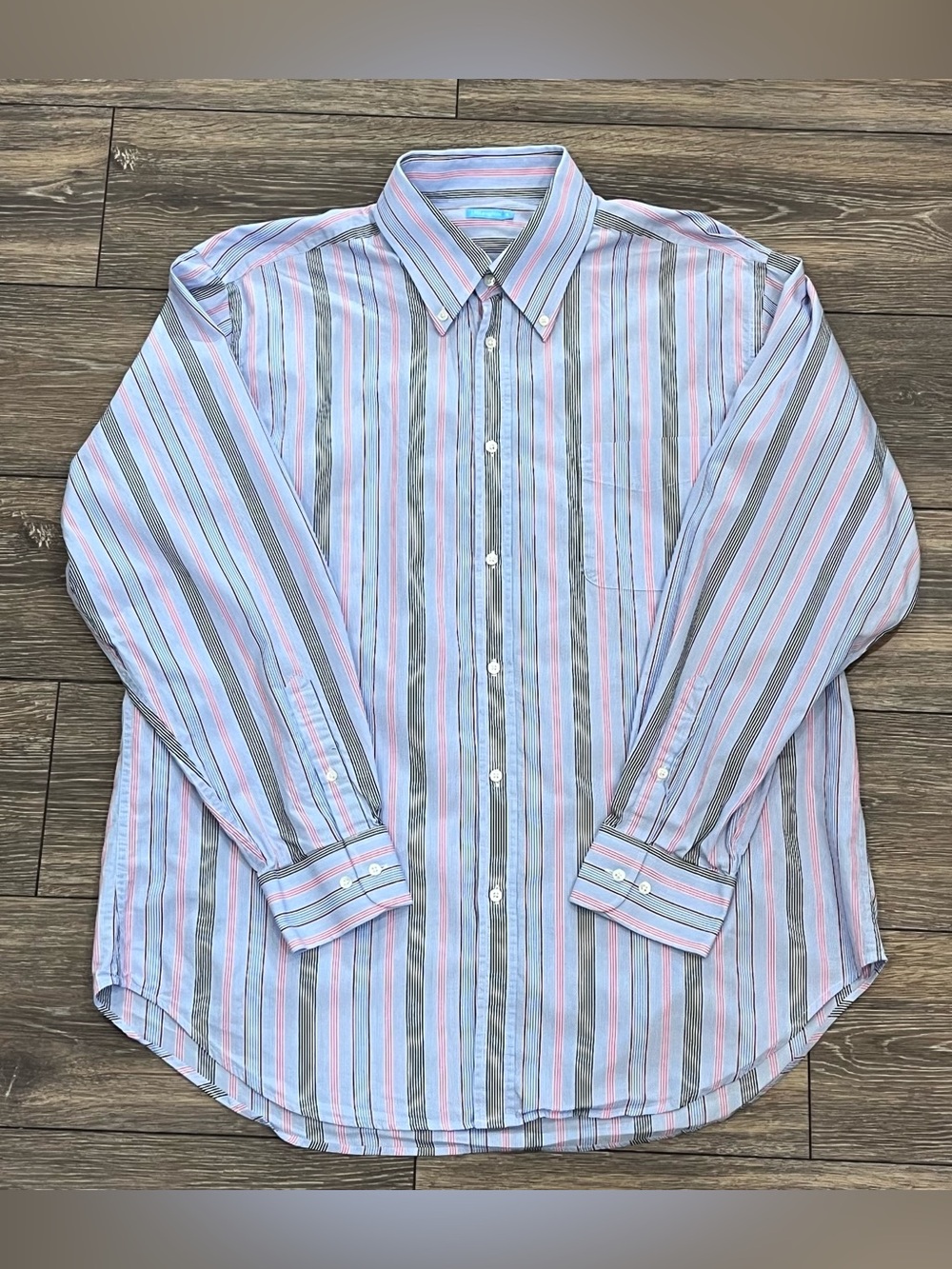 J McLaughlin Blue Stripe Button Down Shirt Mens XL - Picture 2 of 8